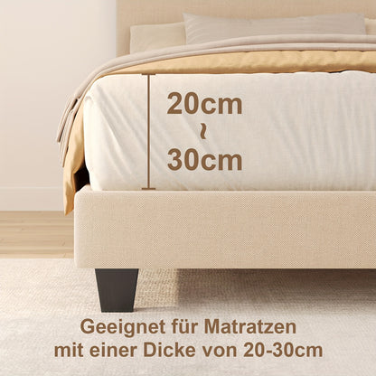 Modern Bedframe 120x200 – Bedbodem – Ledikant – Slaapbank – Lattenbodem – Stevige Houten Constructie – Gestoffeerd Hoofdeinde – Donkergrijs