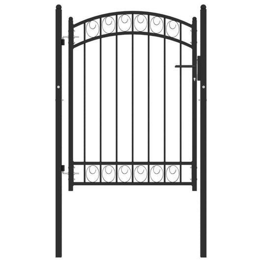 Gate with Curved Top 100X125 Cm Black Steel Suitable for Outdoor Terraces