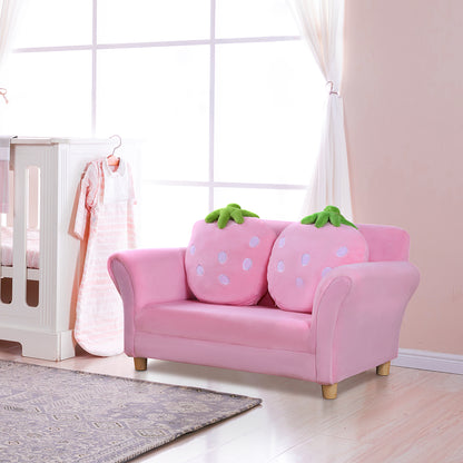 Kinderfauteuiltje – Kinderstoel – Kinderbankje – Zitzak Kind – Speelstoel – Roze Coral Fleece – Stevige Houten Poten – Comfortabele Foam Vulling