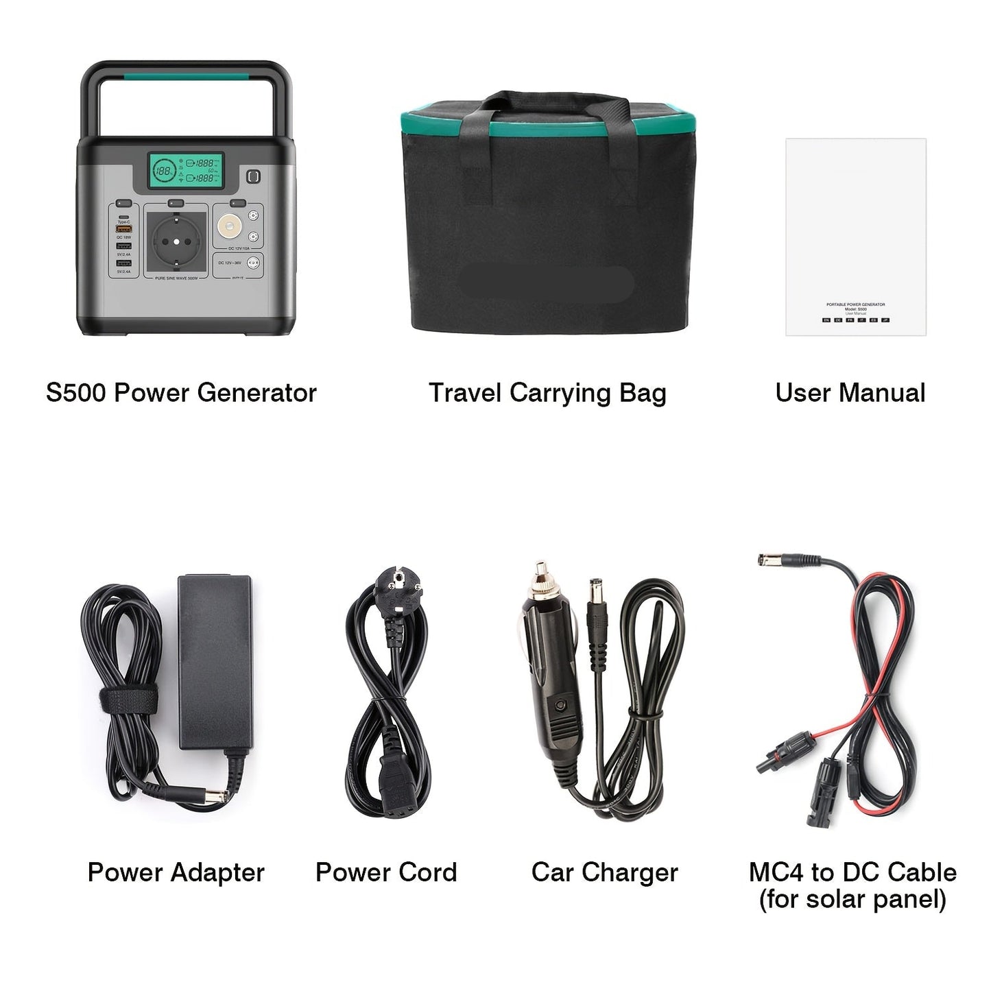 Draagbare Powerbank – Power Station – Noodstroom – Mobiele Accu – 518 Wh Capaciteit – 500W AC Uitgang - QUORE