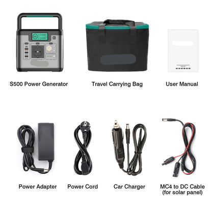 Draagbare Powerstation – Mobiele Stroomvoorziening – Noodstroom – Camping Batterij – Compact – 518 Wh Capaciteit – 500W AC-uitgang