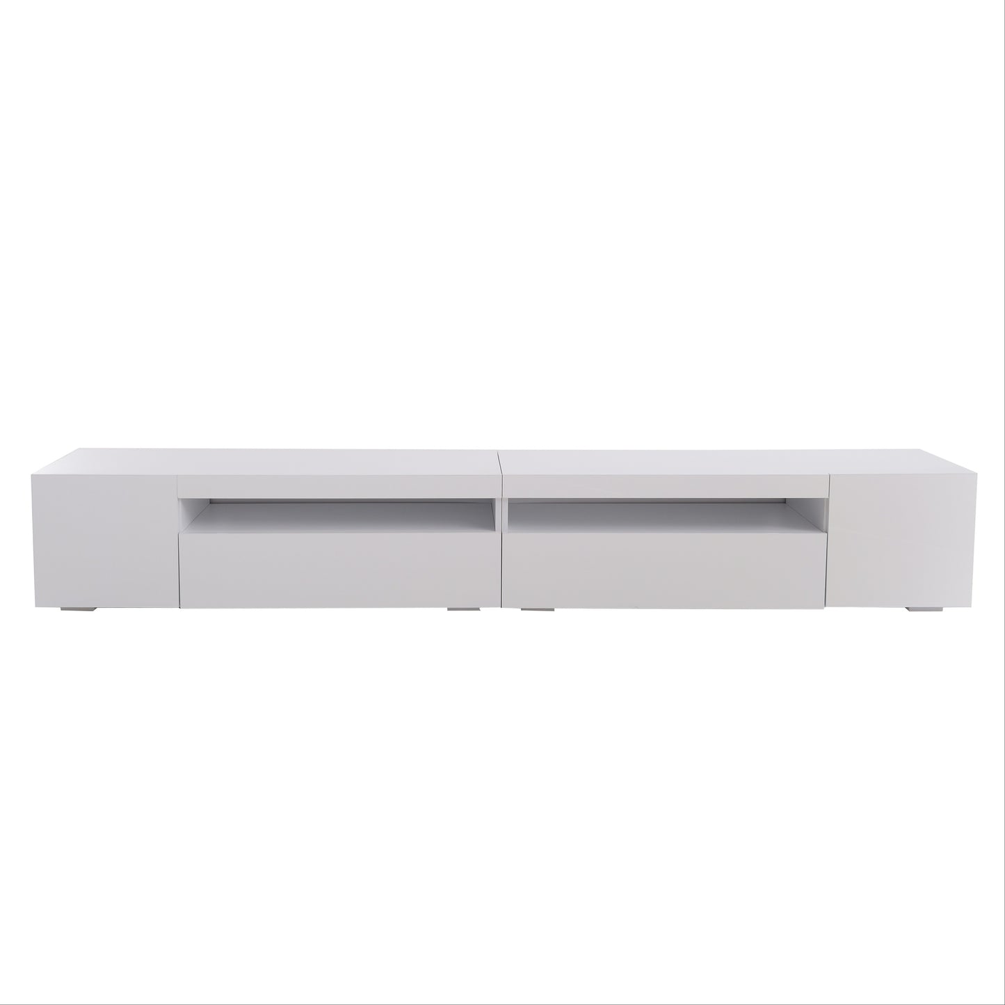 TV Meubel – TV Kast – TV Dressoir – Televisiekast – Mediameubel – Modern Design – Wit Glanzend Paneel 240 cm – MDF Houtfineer