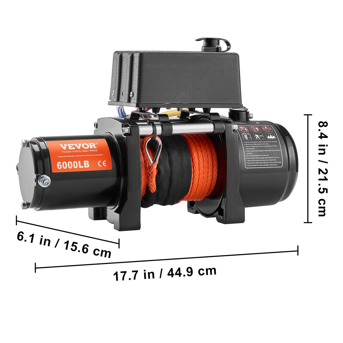 Elektrische Lier – Winch – Takel – Kabellier – Draadloze Afstandsbediening – 2721,6 kg Trekkracht – Waterdicht IP55 Synthetisch Touw