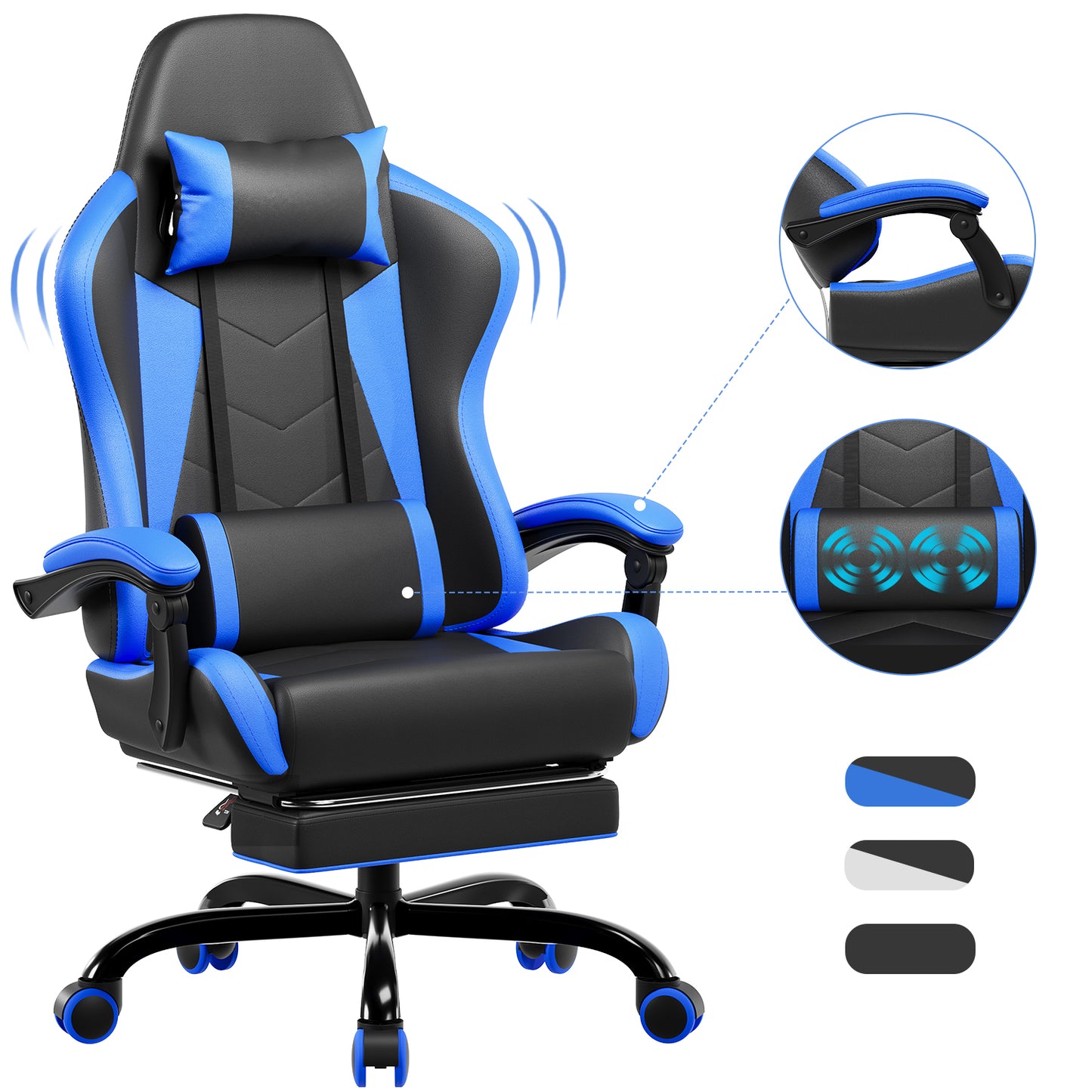 Gamingstoel – Gamestoel – Gaming Chair – Game Stoel – Bureaustoel – Ergonomisch Design – Verstelbare Rugleuning 150 kg – Kunstleer Zwart