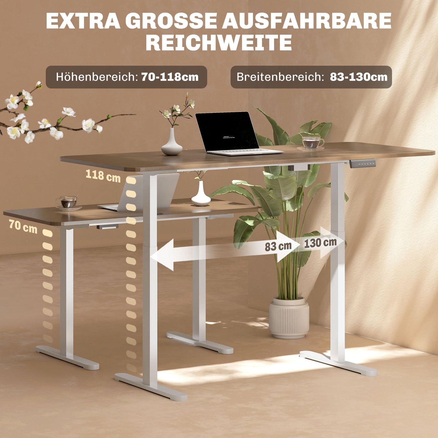 Verstelbaar Elektrisch Bureauframe – Zit Sta Bureauframe – Bureau Onderstel – Elektrisch Bureau Onderstel – Wit – Geheugenfunctie – Staal