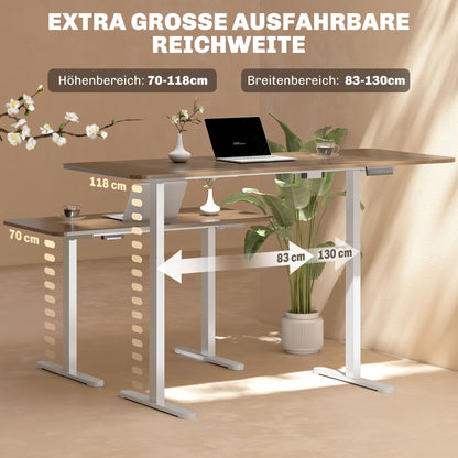 Verstelbaar Elektrisch Bureauframe – Zit Sta Bureauframe – Bureau Onderstel – Elektrisch Bureau Onderstel – Wit – Geheugenfunctie – Staal