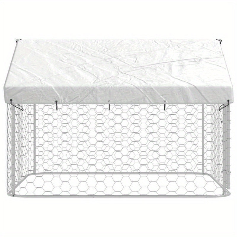 Hondenhok Buiten – Hondenren – Hondenkooi – Hondenkennel – Dierenren – Weerbestendig – Gegalvaniseerd Stalen Frame – 200x200x150 cm Met Dak