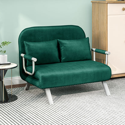 2-Zits Slaapbank – Bankbed – Slaapbankje – Slaapbank Mini – Bedbank – Verstelbare Rugleuning – Suède Look Afneembare Bekleding Groen