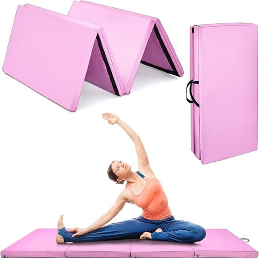 Gymnastics Mat, 4'x 8' Foldable Gym Exercise Mat with Carrying Handles, Light Weight 4 Panel Gymnastics Tumbling Pad for Home Gymnastics