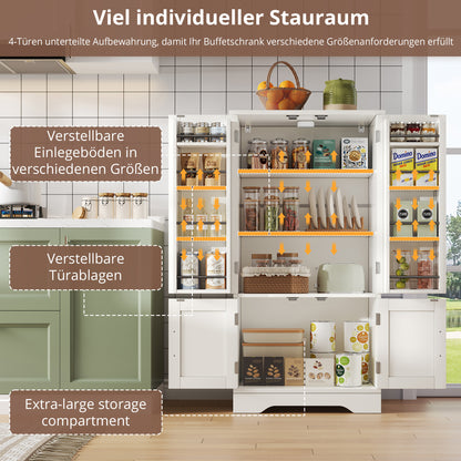 Keukenkast – Opbergkast – Dressoir – Buffetkast – Kastenmeubel – Wit – 120x60x40 cm – Verstelbare Legplanken & Magneetsluiting