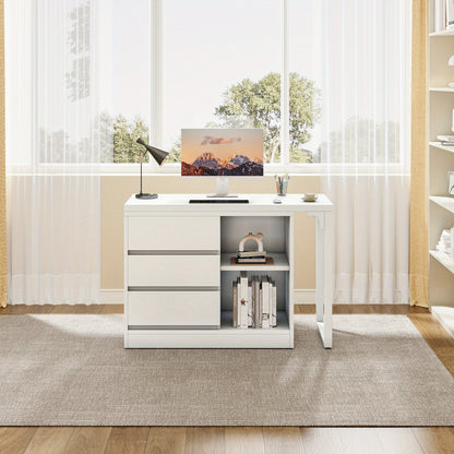 Make-up Tafel – Kaptafel – Visagie Tafel – Dressing Table – Vanity Desk – Wit – 3 Lades & 2 Planken – Ruimtebesparend Hoekontwerp
