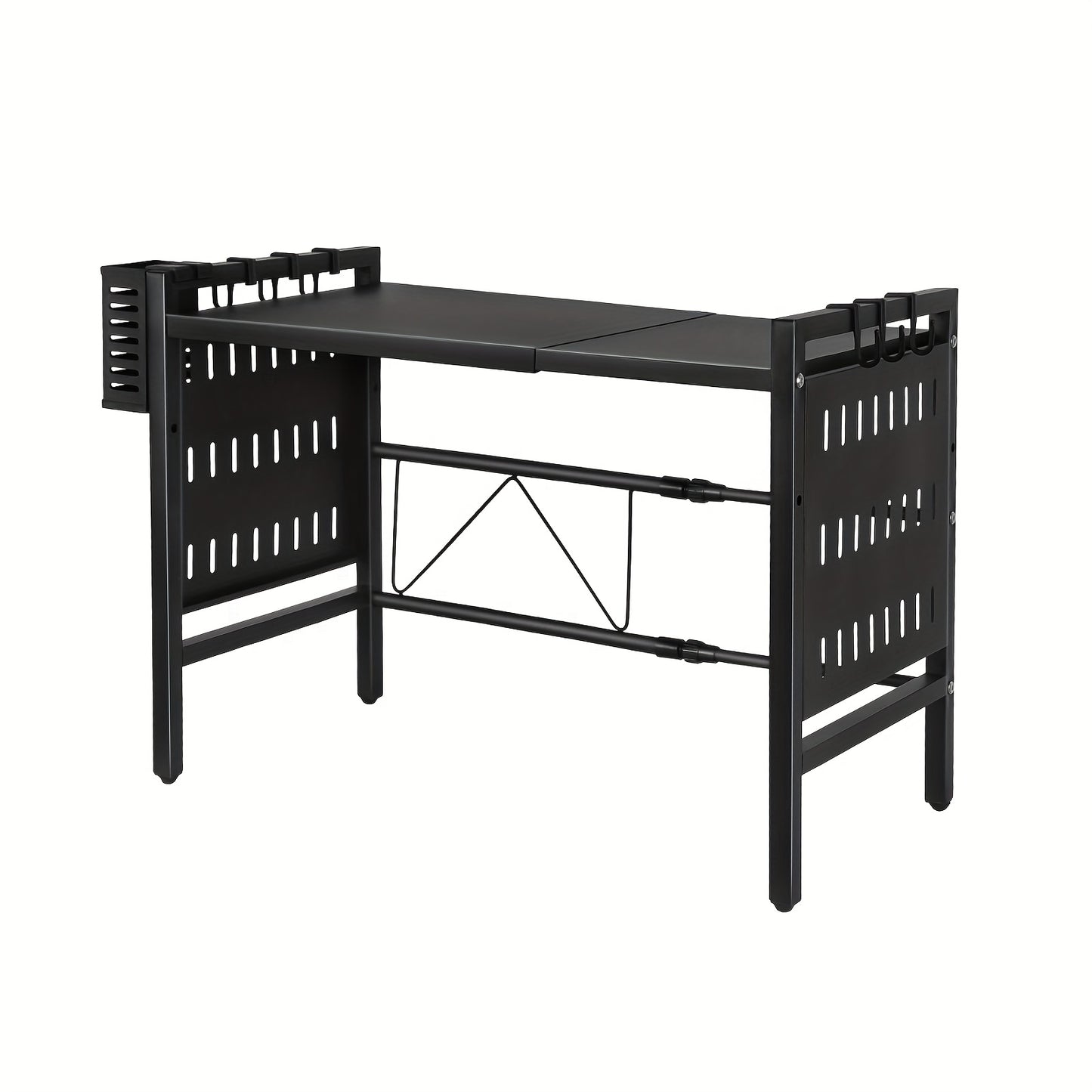 Adjustable Oven Rack 38-67cm, Carbon Steel Kitchen Counter Organizer - 45cm Height For Microwave, Toaster & Appliances, Heavy Duty Storage Shelf