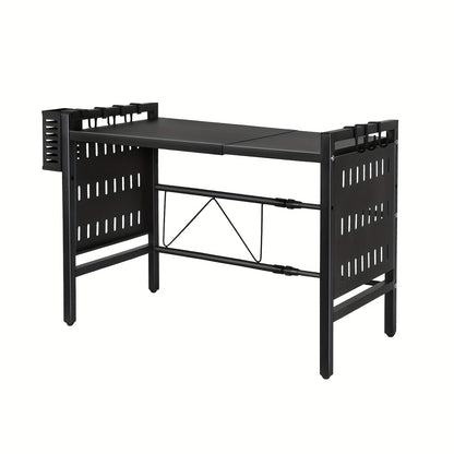 Adjustable Oven Rack 38-67cm, Carbon Steel Kitchen Counter Organizer - 45cm Height For Microwave, Toaster & Appliances, Heavy Duty Storage Shelf
