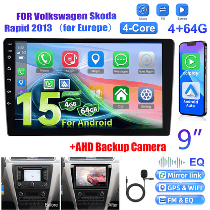 Android 15 Car Stereo – DAB Radio – Multimedia Systeem – Navigatie – Autoradio – 9 Inch IPS Touchscreen – Draadloze CarPlay & AHD Achteruitrijcamera