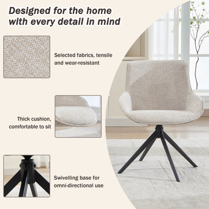 Draaibare Eetkamerstoelen – Eetkamerstoelen – Keukenstoelen – Stoelen – Zithoekstoelen – Witte Polyester Bekleding – Stevig Metalen Frame – Set van 2