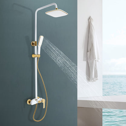 Douchekopset – Doucheset – Regendouche – Handdouche – Douchesysteem – Gouden Afwerking – In Hoogte Verstelbaar – Drievoudige Waterafgifte