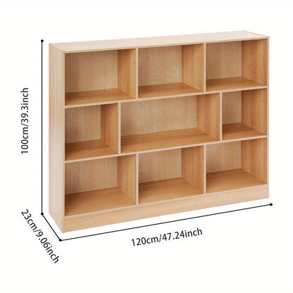 Boekenkast – Boekplank – Open Kast – Stelling – Opbergkast – Modern Eiken – 9 Vakjes – 120 cm Breed – Stevig Houten Ontwerp