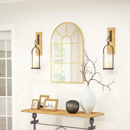 Wandspiegel – Passpiegel – Staande Spiegel – Hangspiegel – Woondecoratie – Gouden Frame – Uniek Onregelmatig Design – 91x60 cm Verticaal – Zonder Elektriciteit