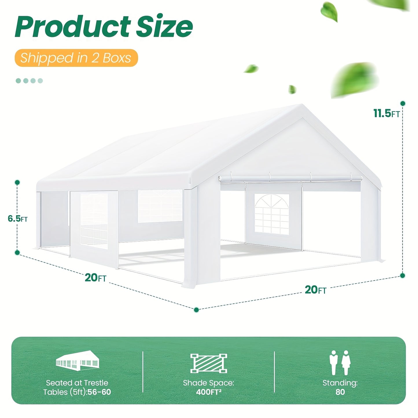 Partytent – Tuintent – Paviljoen – Feesttent – Evenemententent – 6x6 Meter – Aluminium Frame – Waterdicht UV50+ Met Afneembare Zijwanden