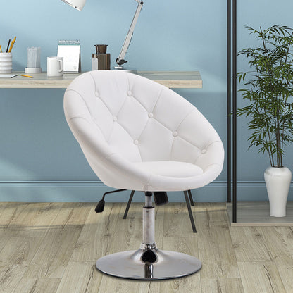Loungestoel – Fauteuil – Relaxstoel – Leunstoel – Zitzetel – Wit Kunstleer – Stalen Onderstel – Comfortabele Zitting – Compact Formaat