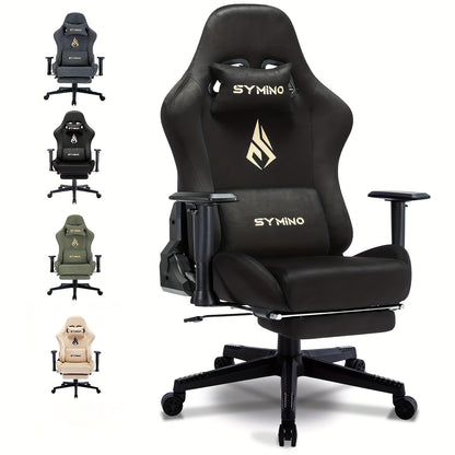 Gamingstoel – Gamestoel – Gaming Chair – Bureaustoel – Game Stoel – Ergonomisch Design – Memory Foam Zitting – Verstelbare Lumbaalsteun – 360° Draaibaar – Voetsteun – Zwart