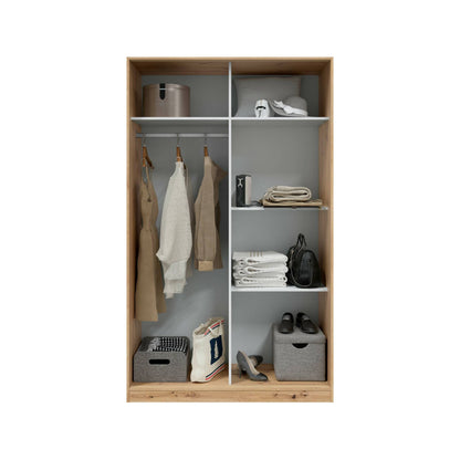 Wardrobe 2 in Front of Dnoce, Bedroom Closet, Furniture with 4 Shelves And Clothes Rail, 120X50H200 Cm, Available in 4 Colors
