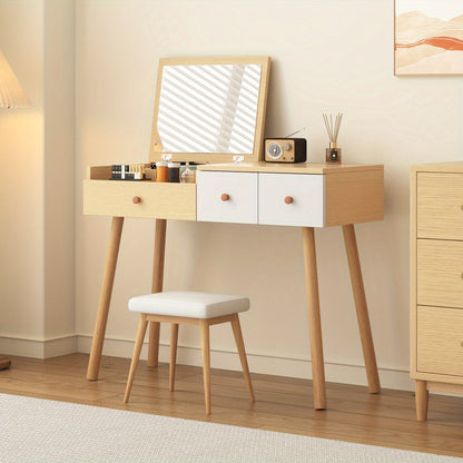 Kaptafel – Make-uptafel – Schminktisch – Verzorgingstafel – Dressing Table – Grote Spiegel – Ruime Opbergruimte Met Lades – 100x78x40 cm – Metaal Zonder Hout