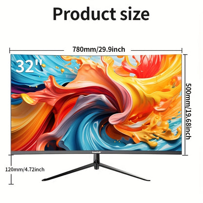 Gawfolk Curved Monitor 32 Inch 75Hz, 2800R Gaming PC Monitor QHD (2560 x 1440P), Frameless Computer Screen supports VESA, Gaming Display, Sleek Monitor, Frameless Design, Premium Build, Highquality Panel, High Refresh Rate, Q