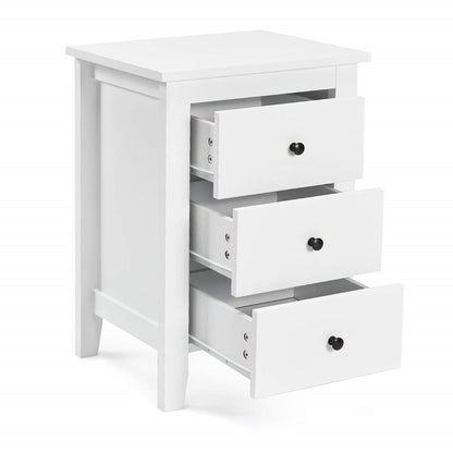 Nachtkastje – Bedtafel – Bedzijtafeltje – Nachtkast – Opbergkast – 2 stuks – 3 lades – Wit MDF – 46x37x65 cm
