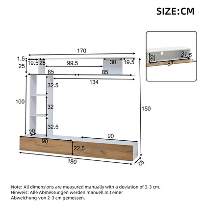 tv meubel – tv kast – tv dressoir – wandmeubel – mediameubel – multifunctionele meubelset – 180x35x22,5 cm – natuurlijke lichte kleur