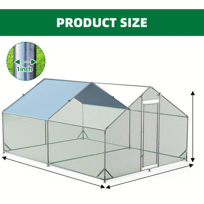 Kippenren – Buitenren – Hennenhok – Kippenhok – Vogelren – Staalframe – Weerbestendig & Snøwproof – Ruim 3x4x2 Meter – Driehoekige Constructie
