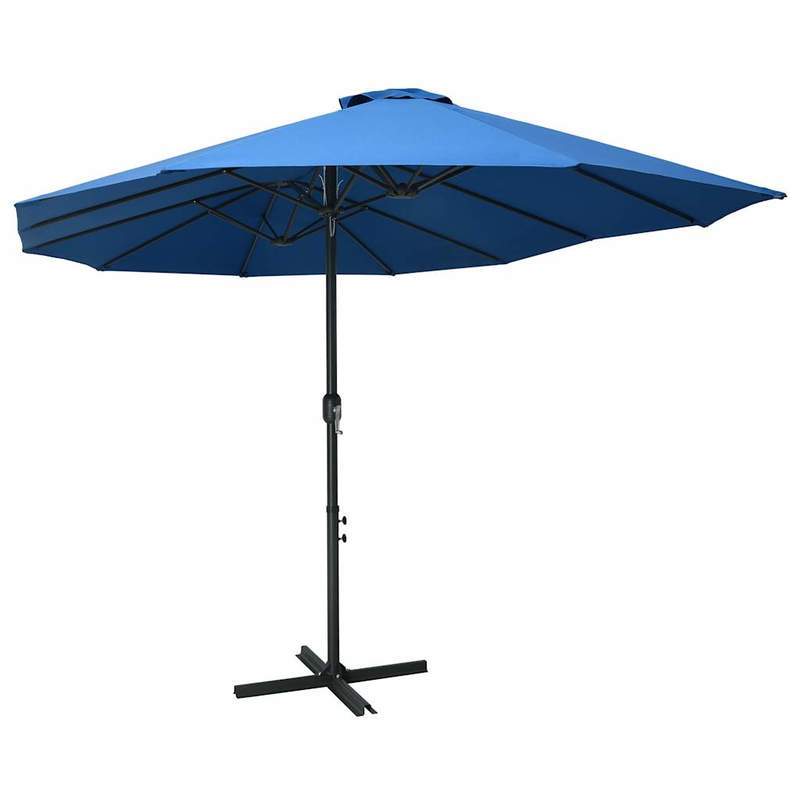 Adjustable Height Blue Parasol with Aluminum Pole - 460x270cm Portable Outdoor Sun Shade, Durable Polyester & Spandex Blend, Classic Rectangular Design for Patio, Garden, Poolside, Patio Shade, Garden Sun Protection, Sleek Pa