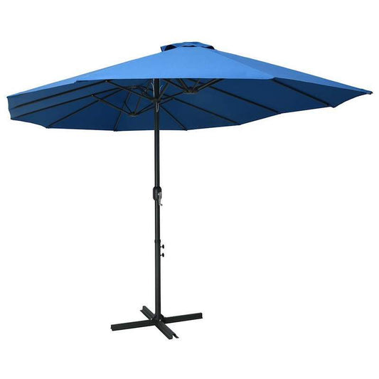 Adjustable Height Blue Parasol with Aluminum Pole - 460x270cm Portable Outdoor Sun Shade, Durable Polyester & Spandex Blend, Classic Rectangular Design for Patio, Garden, Poolside, Patio Shade, Garden Sun Protection, Sleek Pa