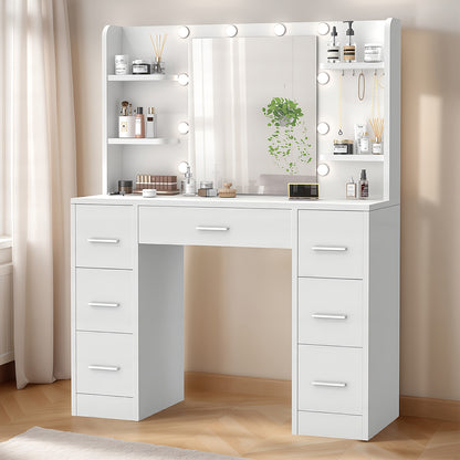 Make-up tafel – Kaptafel – Make-up tafel met LED – Schoonheidstafel – Make-up bureau – 10 instelbare LED-lampen – USB gevoed, compact formaat