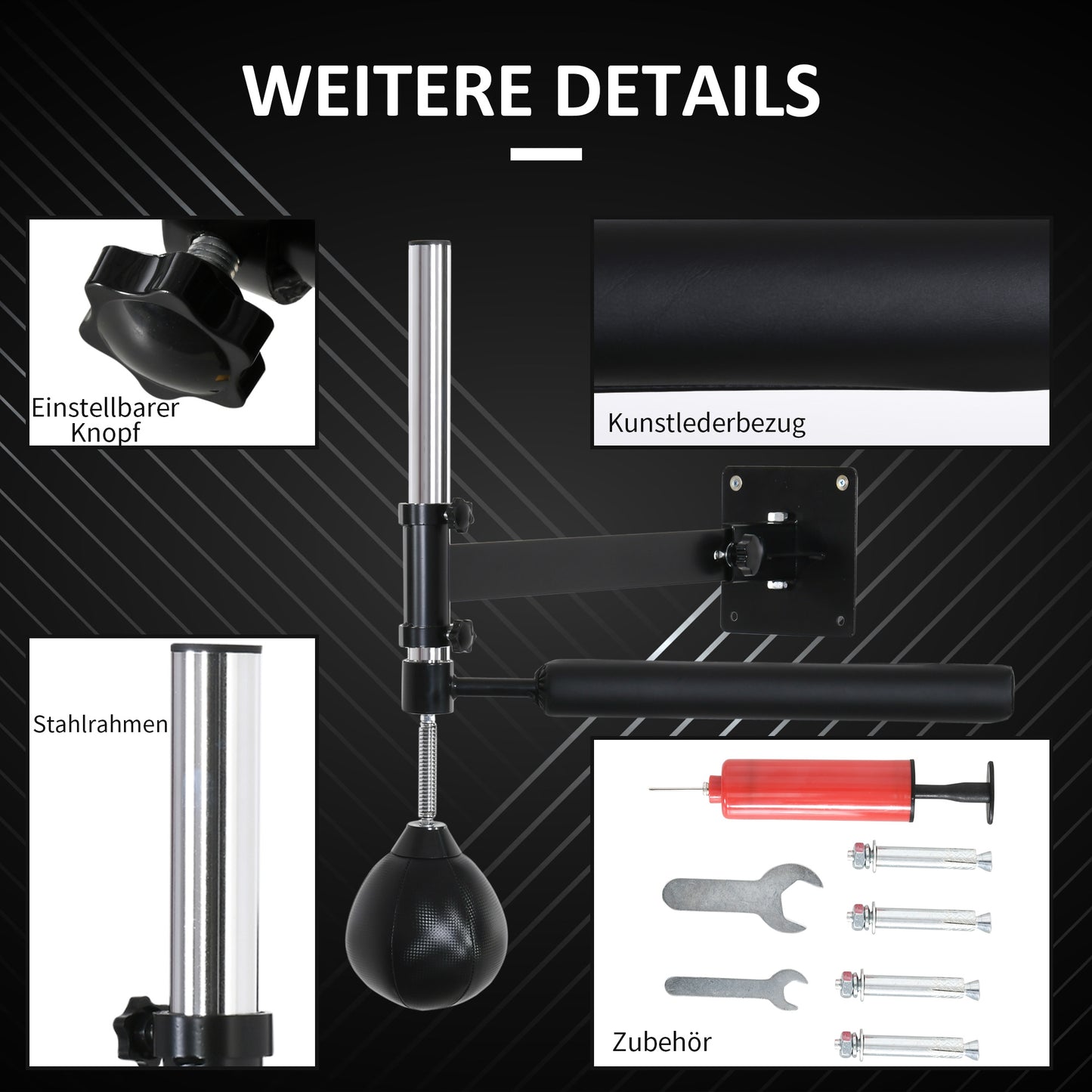 Boksstandaard – Bokszakhouder – Speedbag – Reflexstok – Bokstrainer – Verstelbare Hoogte – Inklapbaar Ontwerp – Stalen Frame – Compact 79x72x20 cm
