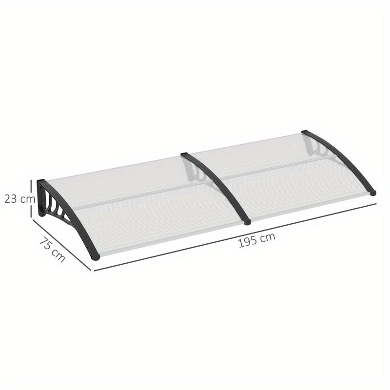 Deurkapje – Deurafdak – Deuroverkapping – Regendoek – Afdakje – Transparant Polycarbonaat – 195x75x23 cm – UV-Bescherming en Weerbestendig