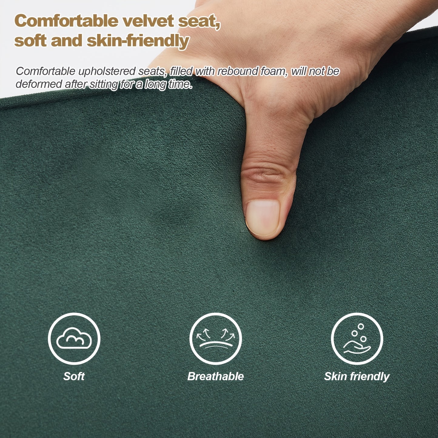 Eetkamerstoelen Set van 2 – Stoelen, Kuipstoelen, Armleunstoel, Accentstoelen – Groen Fluweel – Ergonomisch Ontwerp – Memory Foam Zitting