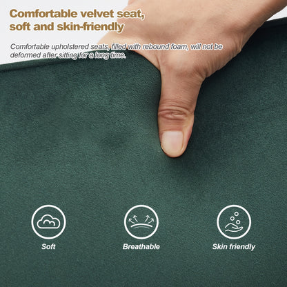 Eetkamerstoelen Set van 2 – Stoelen, Kuipstoelen, Armleunstoel, Accentstoelen – Groen Fluweel – Ergonomisch Ontwerp – Memory Foam Zitting