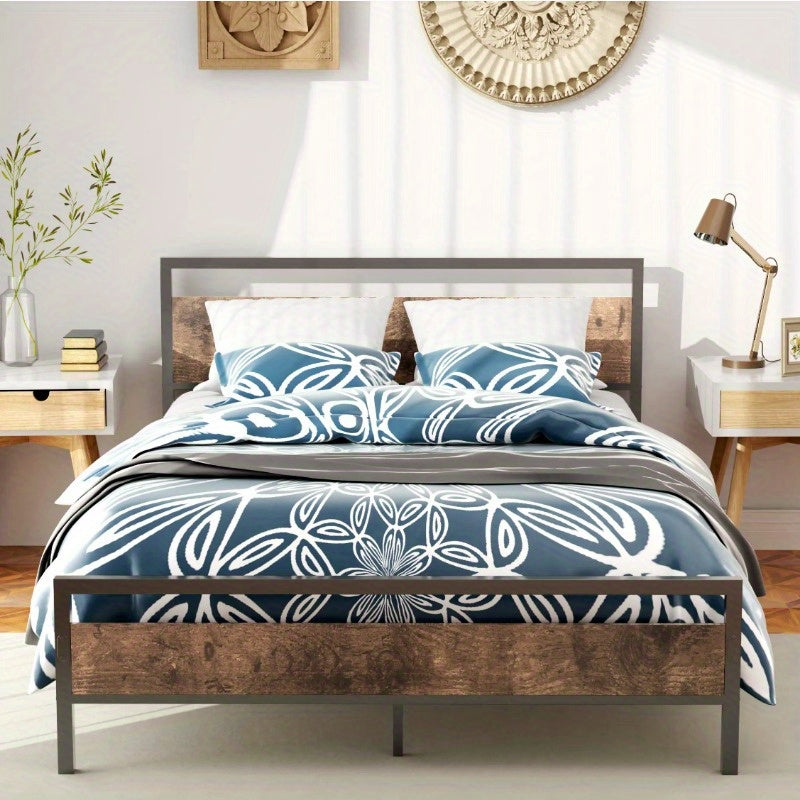 Bedframe – Metalen Bed – Tweepersoonsbed – Slaapbank – Loftbed – Robuust Stalen Frame – Verhoogd Opbergruimte Design