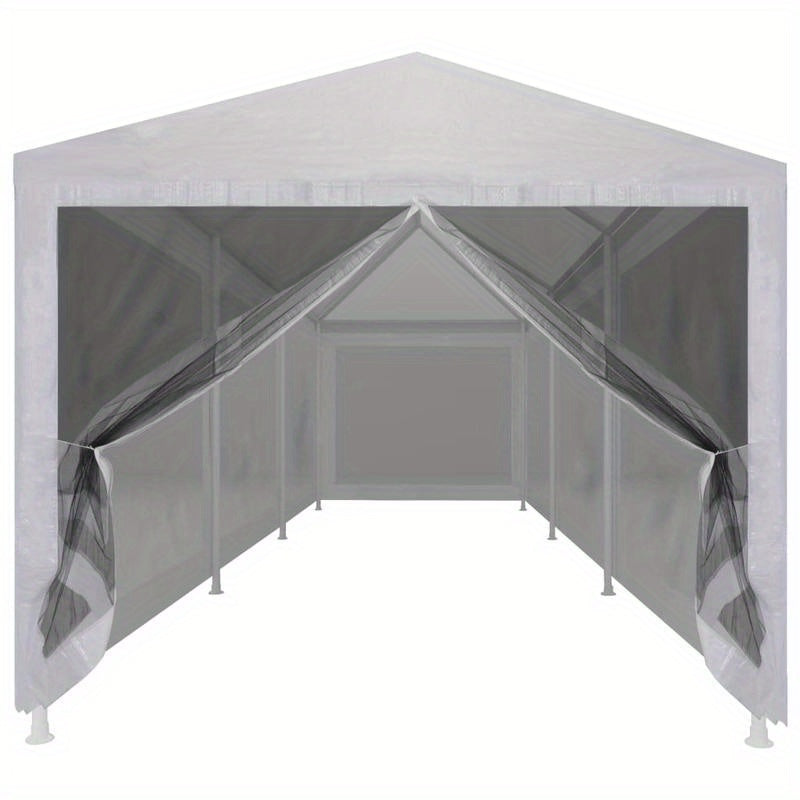[1 Party Tent] 9x3m Party Tent with 8 Mesh Side Walls, Metal & Fabric Construction, No Electricity Required, for Events and Parties