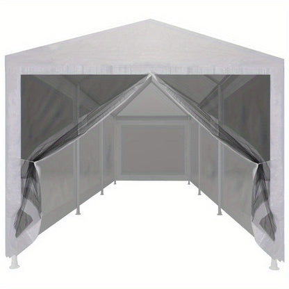 [1 Party Tent] 9x3m Party Tent with 8 Mesh Side Walls, Metal & Fabric Construction, No Electricity Required, for Events and Parties