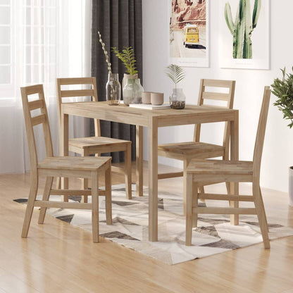 Houten Eetkamer Set – Eettafel Set – Eetkamertafel – Houten Meubel – Keukentafel – Massief Acaciahout – Ruim Tafelblad – Comfortabele Stoelen Met Rugleuning