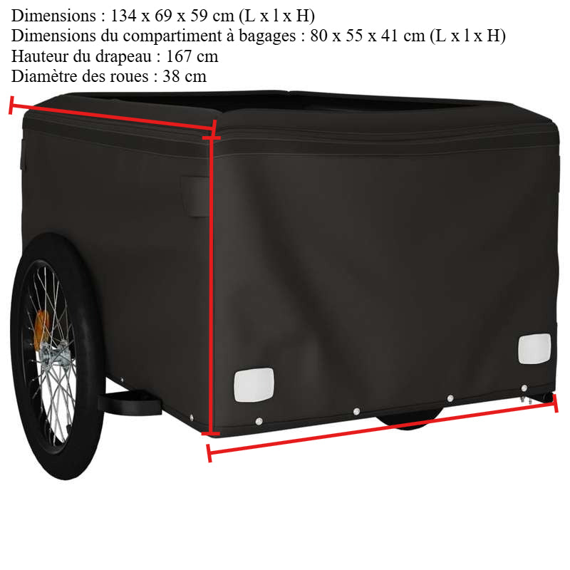 Grey-Black Iron Trailer 45 Kg for Bikes: Reinforced Iron Frame, Guaranteed Stability. Classic Shades Combining Style And Practicality, Quick Attachment for Instant Mounting. Foldable for Easy Storage, Transports Camping Equip