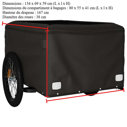 Grey-Black Iron Trailer 45 Kg for Bikes: Reinforced Iron Frame, Guaranteed Stability. Classic Shades Combining Style And Practicality, Quick Attachment for Instant Mounting. Foldable for Easy Storage, Transports Camping Equip