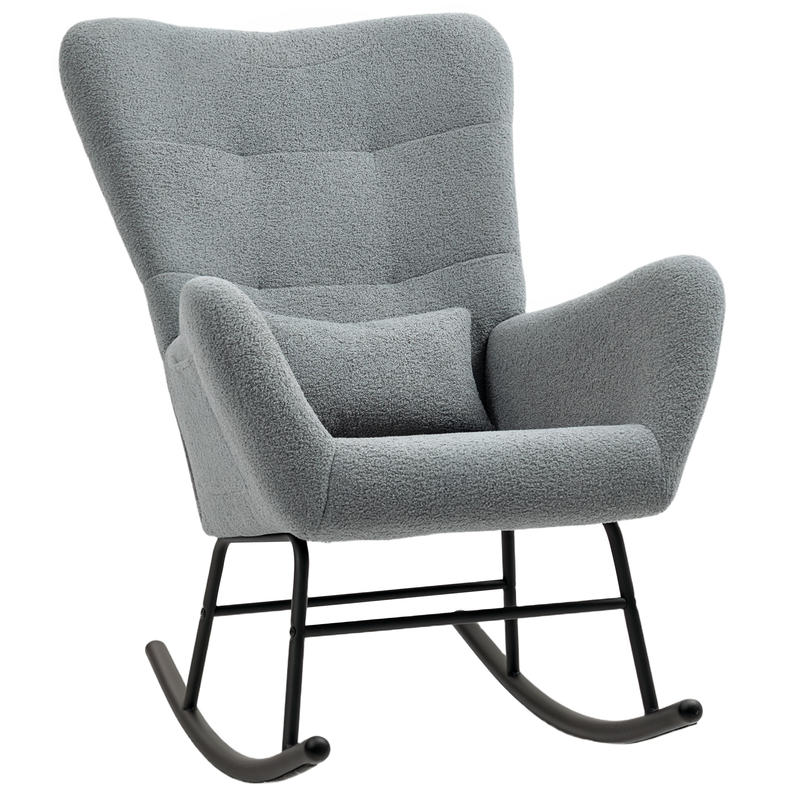 Schommelstoel – Schommelstoel Binnen – Relaxstoel – Schommelstoel Buiten – Lounge Stoel – Zachte Pluche Bekleding – Ergonomische Lendensteun – Antislip Onderkant – Draagt Tot 120 Kg
