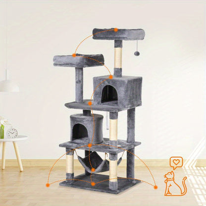 Krabpaal – Kattenboom – Kattenhuis – Krabmeubel – Kattentoren – Multi-Level Met Sisal Krabpalen – 60x50x145 cm Stevig Kattenmeubel Voor Binnen