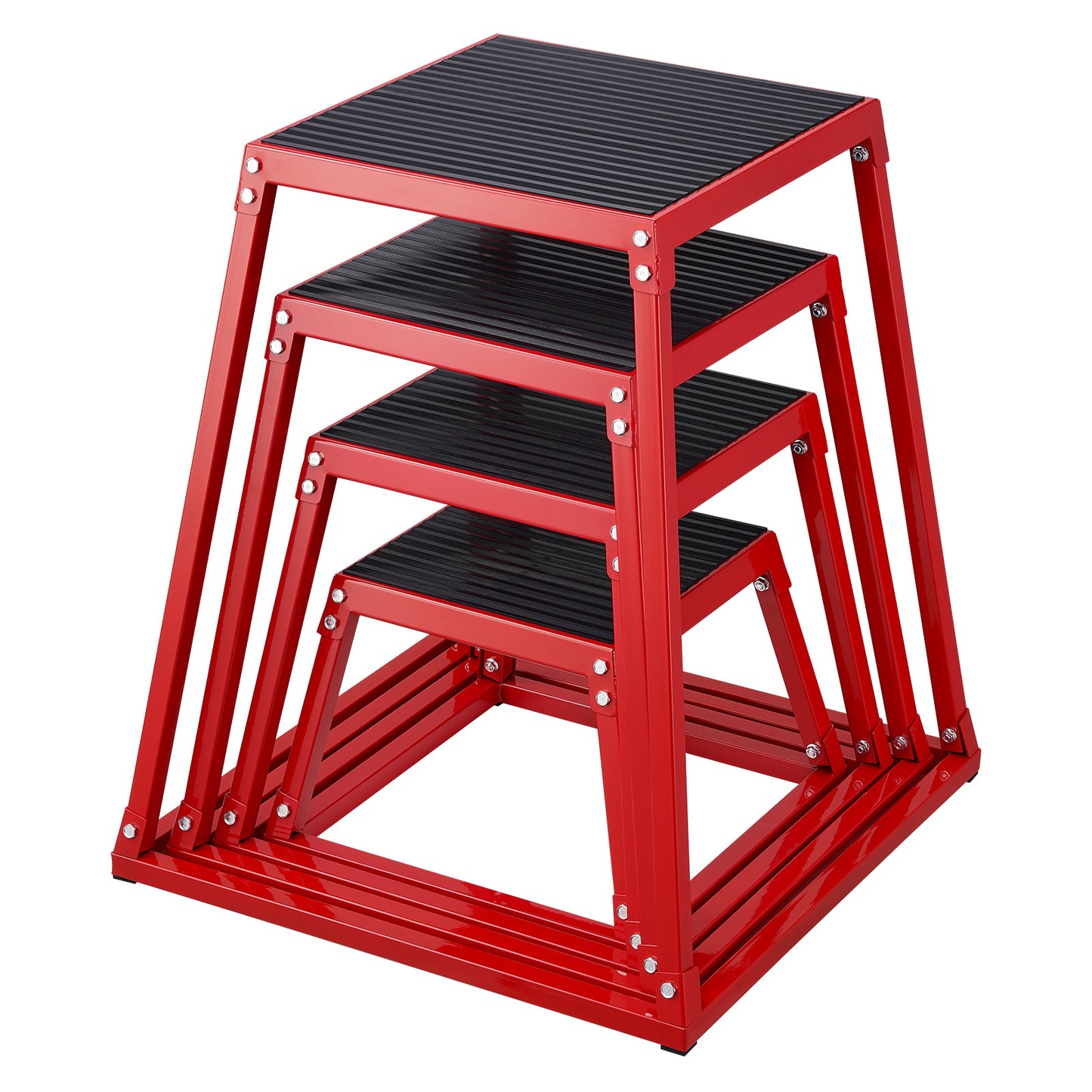 Plyometrische Springbox Set – Plyo Box – Jump Box – Fitness Platform – Agility Box – 4 Hoogtes 30-75 cm – Aluminium Frame Met Antislip Rubber Voetjes