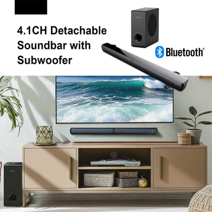 Soundbar – Home Cinema Speaker – Tv Speaker – Draadloze Speaker – Hifi Speaker – 4.1-Kanaals Geluidssysteem – Afneembaar Design Met Draadloze Subwoofer