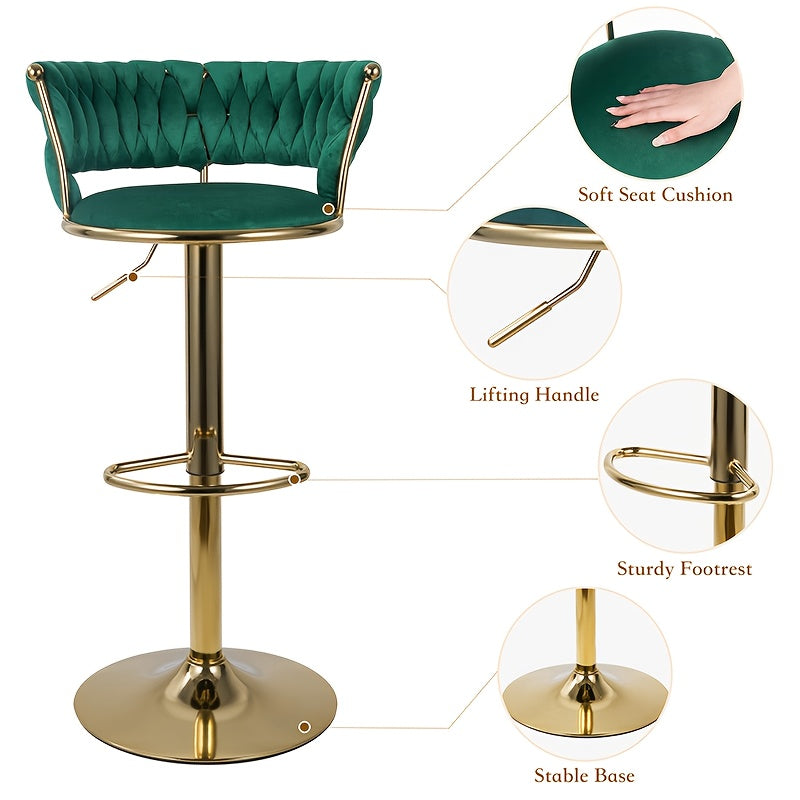 Barkrukken – Barstoelen – Keukenstoelen – Barkruk Set – Verstelbare Barkrukken Lichtgrijs – 360° Draaibaar – Dutch Velvet Bekleding