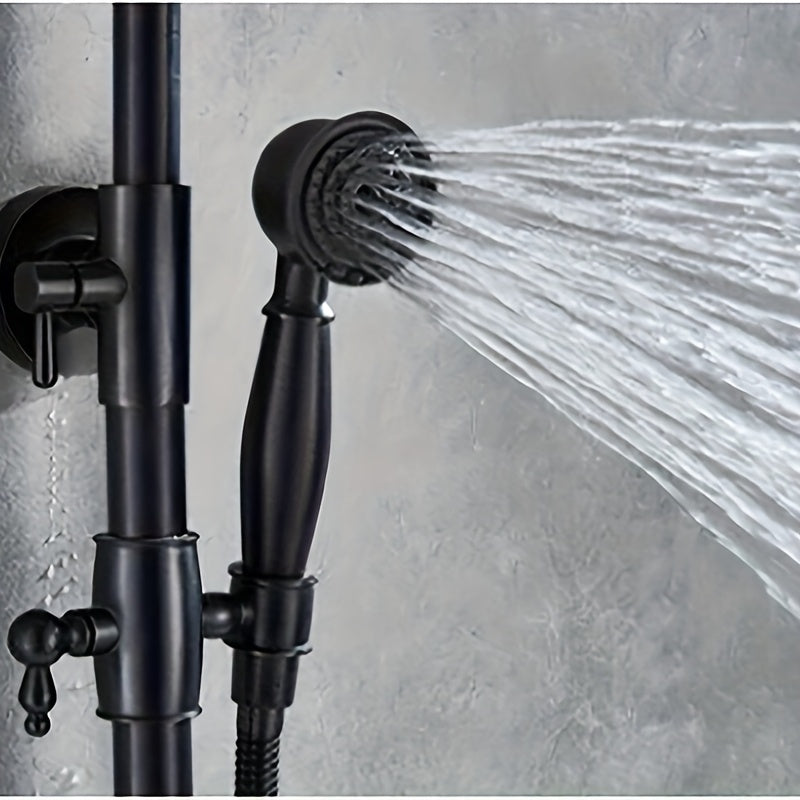 Regendouche – Doucheset – Douchearmatuur – Douchescherm – Douchekop – Zwart – Retro Antiek Design – Inclusief Regendouche en Handdouche